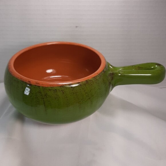 De Silva Terracotta Soup Bowl Baking Oven Dish w/ Handle Made in Italy Green 5" - Picture 3 of 9